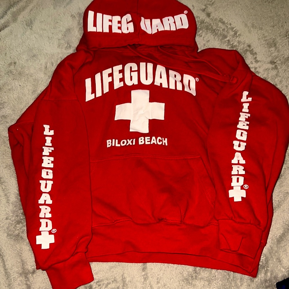 BILOXI BEACH life guard hoodie! size LARGE, NEVER worn! no tears or stains!